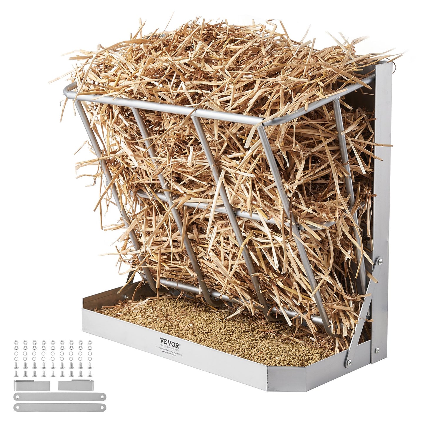 Wall Mounted Goat Hay Feeder 2 in 1 Hay and Grain Feeder 21 Gallons