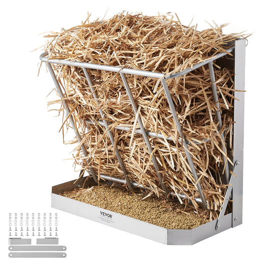 Wall Mounted Goat Hay Feeder 2 in 1 Hay and Grain Feeder 21 Gallons