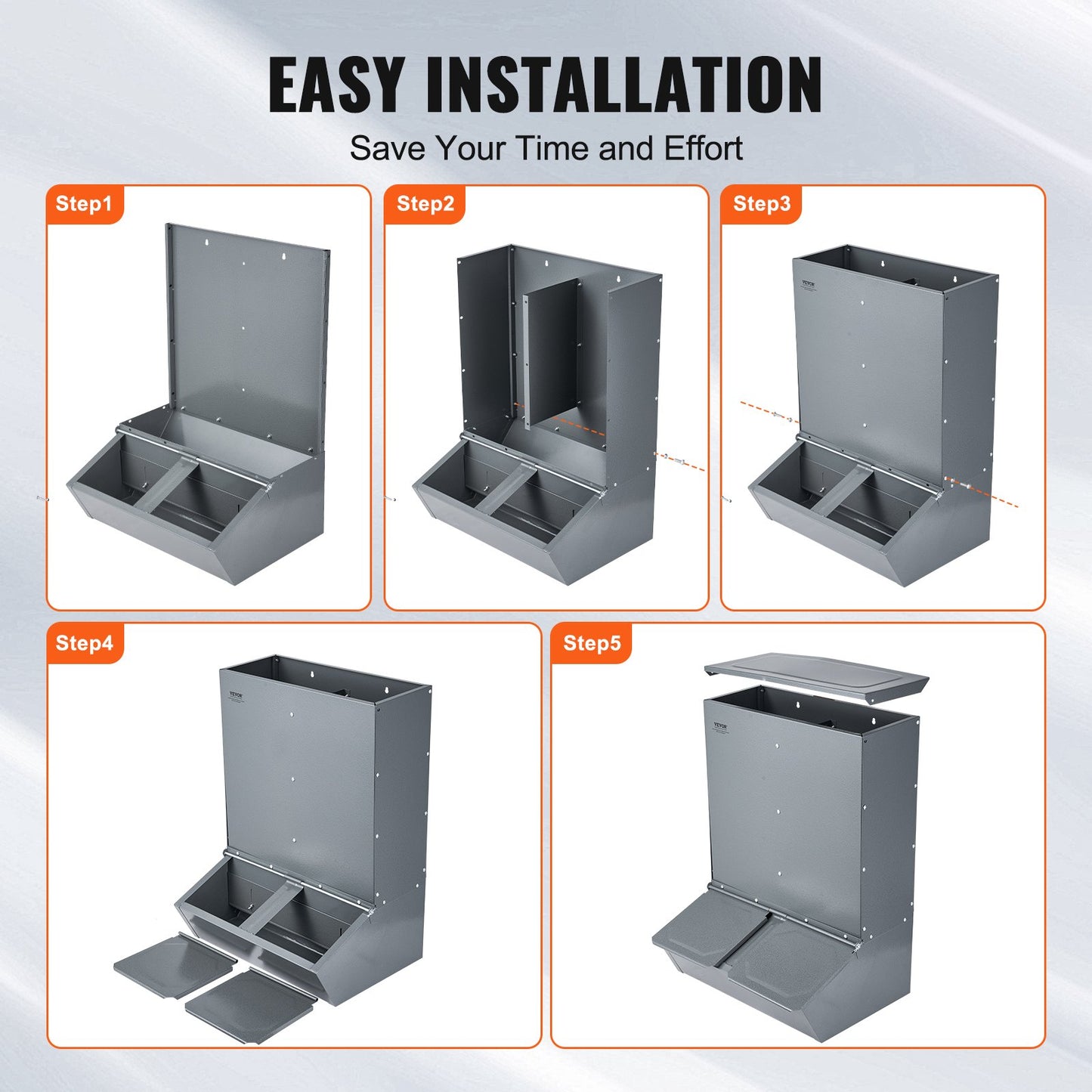 Hog Feeder 3.7 Bushel Metal Double Door Pig Feeder Feeds up to 8 Pigs