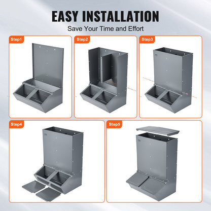 Hog Feeder 3.7 Bushel Metal Double Door Pig Feeder Feeds up to 8 Pigs