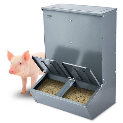 Hog Feeder 3.7 Bushel Metal Double Door Pig Feeder Feeds up to 8 Pigs