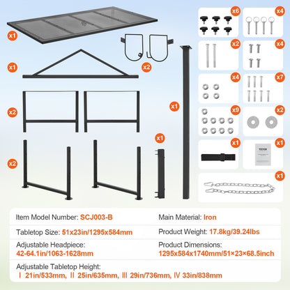 Viehstand Ziegentrimmstand 21"-33" Höhe 51x23 in Tischplatte Schwarz