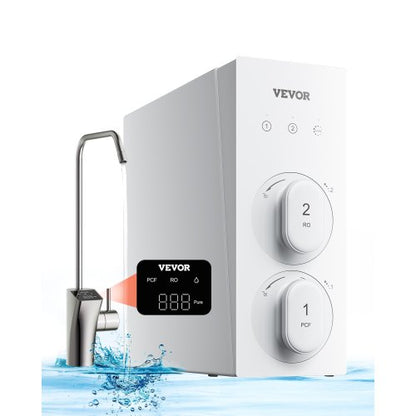 Reverse Osmosis System, 600 GPD 8-stage Tankless Reverse Osmosis Water Filter, Under Sink Water Filtration System with Smart Display Faucet, 2:1 Pure to Drain Ratio