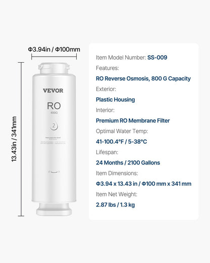 Reverse Osmosis System, 800 GPD 11-stage Reverse Osmosis Water Filter Replacement, RO Filter Cartridge for 24 Months, Reduces Lead & Chlorine, Compatible with SS-005 Under Sink Water Filter