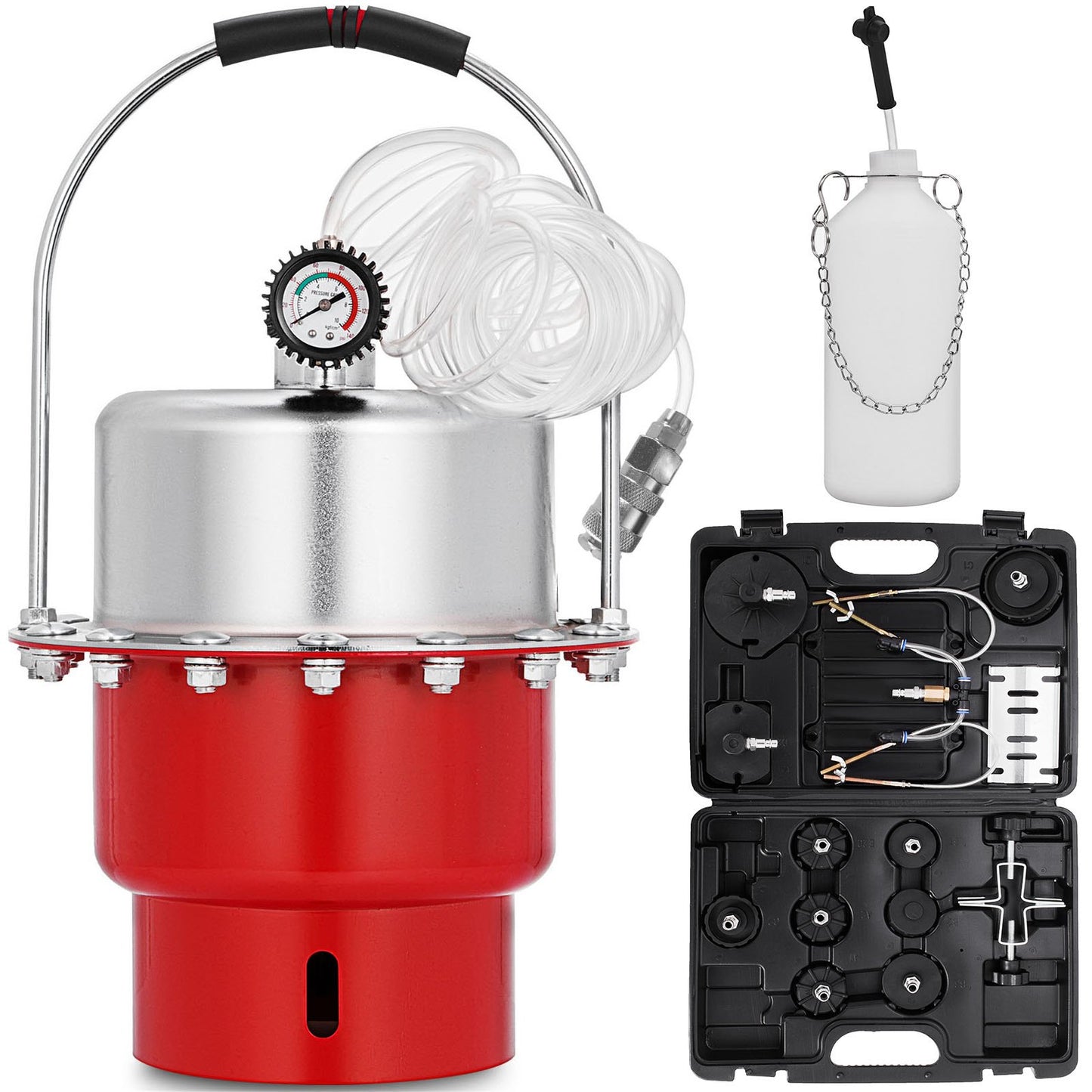 60psi Pneumatic Air Pressure Bleed Garage Brake &amp; Clutch Bleed Kit 5L Capacity