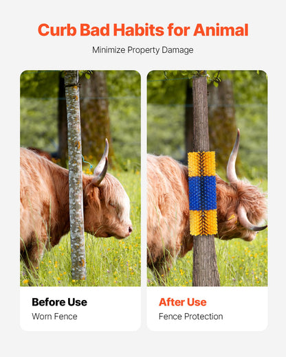 Livestock Scratching Brush, 2 Pcs Horse Brush with 4 Screws, 20 x 7.5 in Cow Scratcher, for Back Itch Relief & Keep Cleaning, Grooming & Scratching Post Brush for Horse, Pig, Cattle Supplies