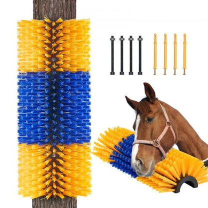 Livestock Scratching Brush, Horse Brush with 2 Screws, 17.1 x 7.5 in Cow Scratcher, for Back Itch Relief & Keep Cleaning, Grooming & Scratching Post Brush for Horse, Pig, Cattle Supplies