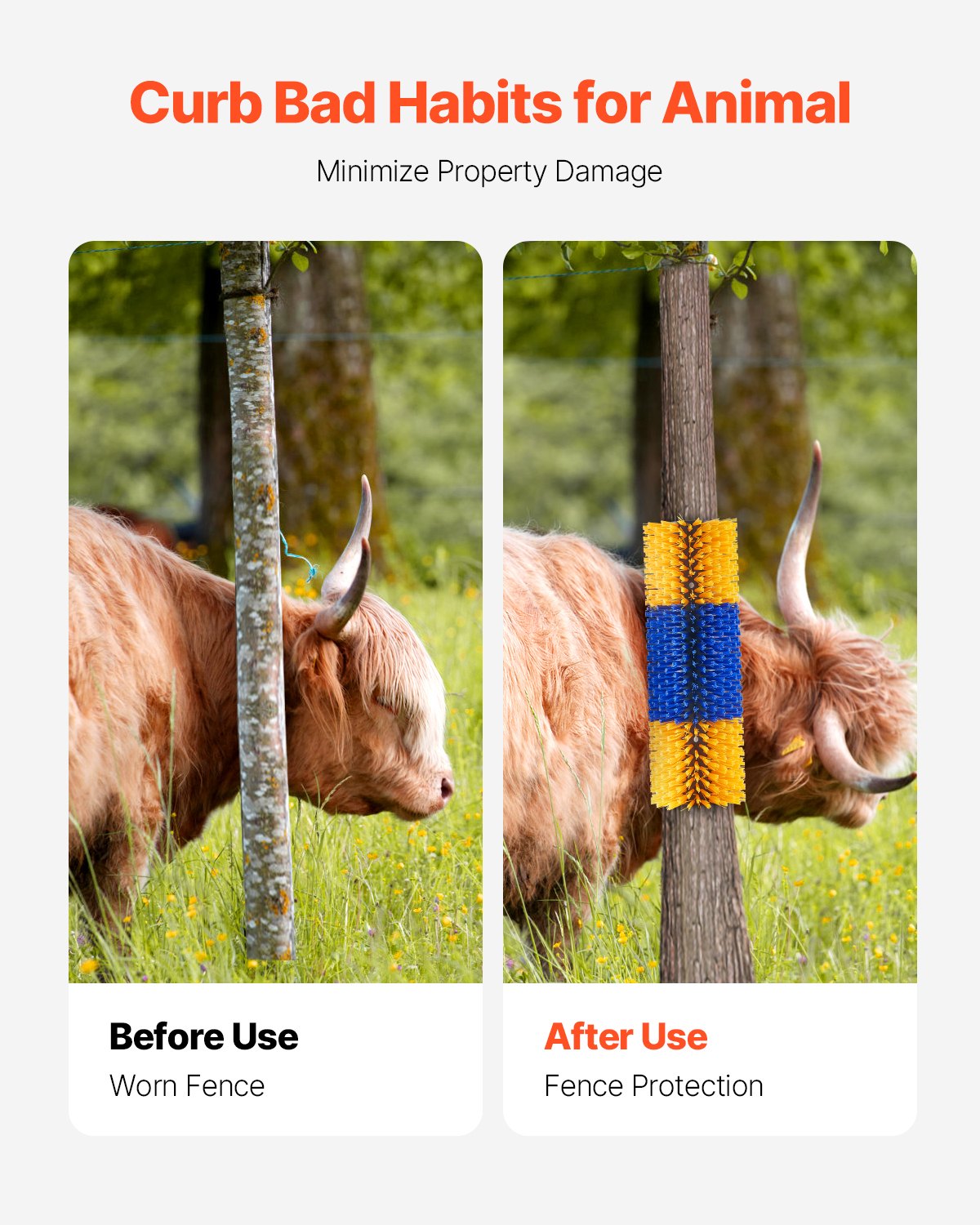 Livestock Scratching Brush, Horse Brush with 2 Screws, 17.1 x 7.5 in Cow Scratcher, for Back Itch Relief & Keep Cleaning, Grooming & Scratching Post Brush for Horse, Pig, Cattle Supplies