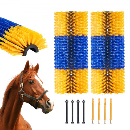 Livestock Scratching Brush, 2 Pcs Horse Brush with 4 Screws, 17.1 x 7.5 in Cow Scratcher, for Back Itch Relief & Keep Cleaning, Grooming & Scratching Post Brush for Horse, Pig, Cattle Supplies