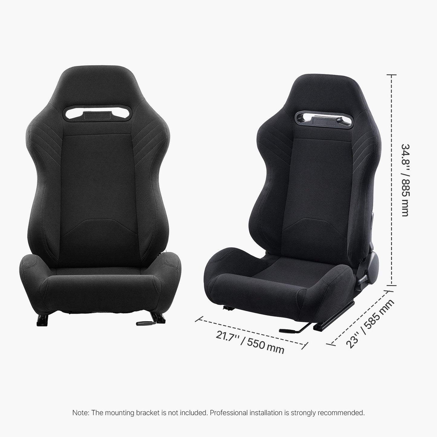 Racing Seat, 2 Set, Adjustable Racing Cockpit with Wide Angle Reclining & High-Resilience Foam, Comfortable Racing Chair with Polyester Fabric & Q235B Slider, Fit for Racing Cars & Go-Karts