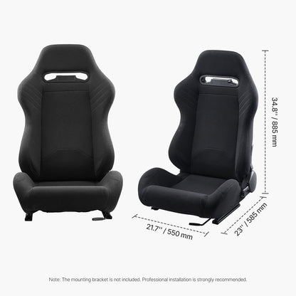 Racing Seat, 2 Set, Adjustable Racing Cockpit with Wide Angle Reclining & High-Resilience Foam, Comfortable Racing Chair with Polyester Fabric & Q235B Slider, Fit for Racing Cars & Go-Karts