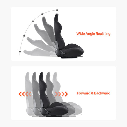 Racing Seat, 2 Set, Adjustable Racing Cockpit with Wide Angle Reclining & High-Resilience Foam, Comfortable Racing Chair with Polyester Fabric & Q235B Slider, Fit for Racing Cars & Go-Karts