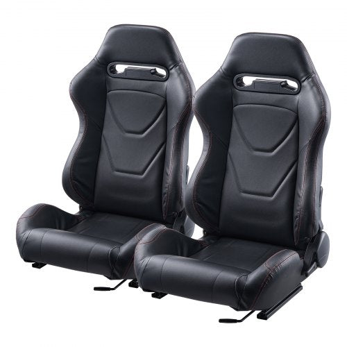 Racing Seat, 2 Set, Adjustable Racing Cockpit with Wide Angle Reclining & High-Resilience Foam, Comfortable Racing Chair with Soft PVC Leather & Q235B Slider, Fit for Racing Cars & Go-Karts