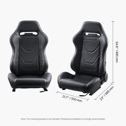 Racing Seat, 2 Set, Adjustable Racing Cockpit with Wide Angle Reclining & High-Resilience Foam, Comfortable Racing Chair with Soft PVC Leather & Q235B Slider, Fit for Racing Cars & Go-Karts