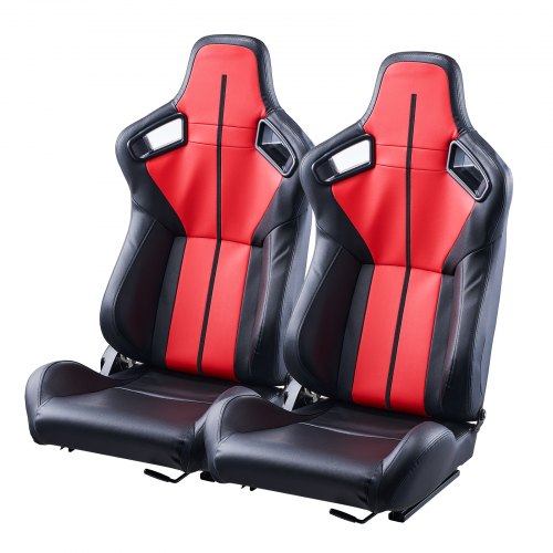 Racing Seat, 2 Set, Adjustable Racing Cockpit with Wide Angle Reclining & High-Resilience Foam, Comfortable Racing Chair with Soft PVC Leather & Q235B Slider, Fit for Racing Cars & Go-Karts