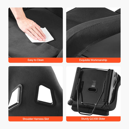 1 Set Rennsitz Integrierter Rennstuhl mit Veloursstoff &amp; Schieber