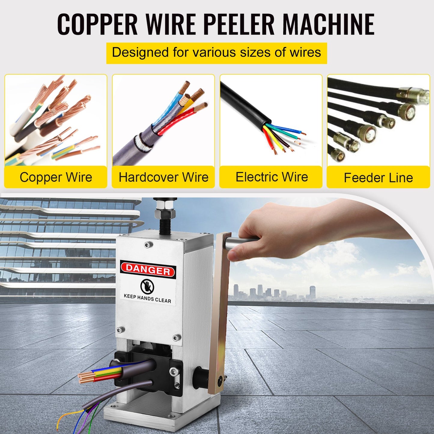 Wire stripping tool 1.5-25 mm cable wire stripping machine with 1 cutting blade wire for cutting and stripping copper wire