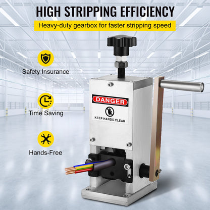 Manual Wire Stripping Machine 0.06-0.98 inches, Wire Stripper Machine with Hand Crank Portable, Wire Stripping Tool Aluminum Construction,for Scrap Copper Recycling