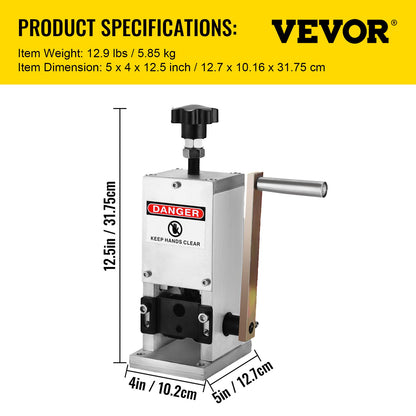 Manual Wire Stripping Machine 0.06-0.98 inches, Wire Stripper Machine with Hand Crank Portable, Wire Stripping Tool Aluminum Construction,for Scrap Copper Recycling
