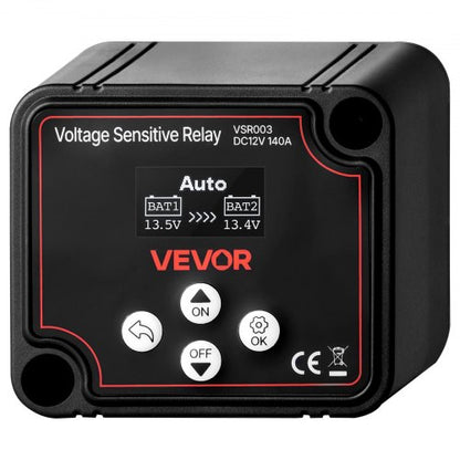 Dual Battery Isolator, 12V 140 Amp, Manual and Automatic VSR Voltage Sensitive Relay with LCD Screen, Smart Battery Isolator for Lithium & Lead-Acid Batteries, for Car Truck RV UTV ATV Boat