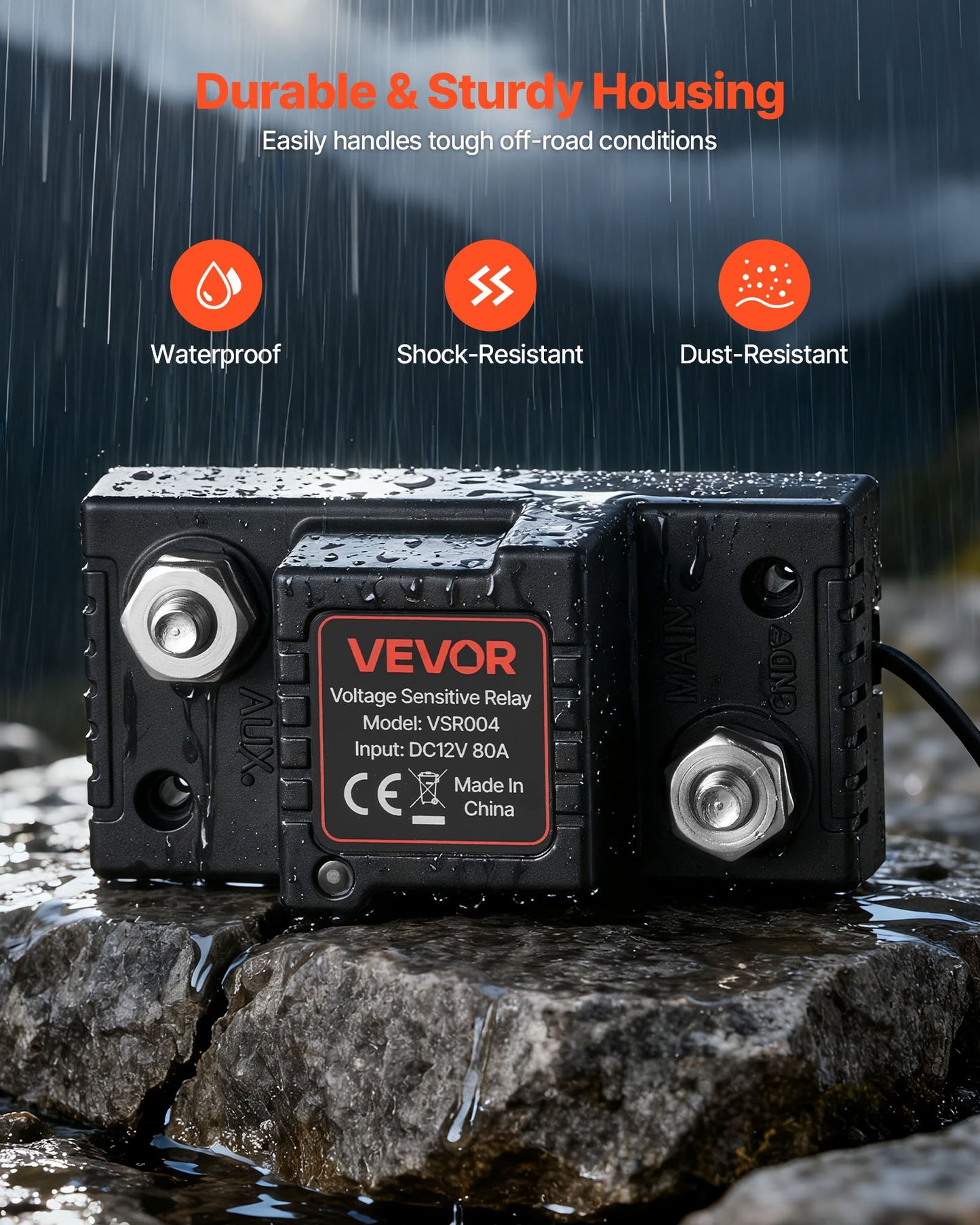 Dual Battery Isolator Kit, 12V 80 Amp, Manual and Automatic VSR Voltage Sensitive Relay with Voltmeter, LCD Screen, Smart Battery Isolator, Compatible with Lead-Acid Batteries, for UTV, ATV