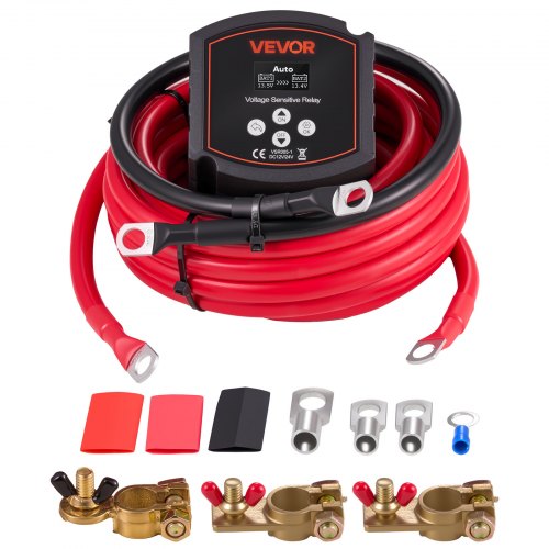 Dual Battery Isolator Kit, 12V 300 Amp, Manual and Automatic VSR Voltage Sensitive Relay with Voltmeter, LCD Screen, Smart Battery Isolator, Compatible with Lead-Acid Batteries, for UTV, ATV