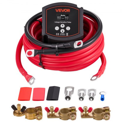 Dual Battery Isolator Kit, 12V 300 Amp, Manual and Automatic VSR Voltage Sensitive Relay with Voltmeter, LCD Screen, Smart Battery Isolator, Compatible with Lead-Acid Batteries, for UTV, ATV