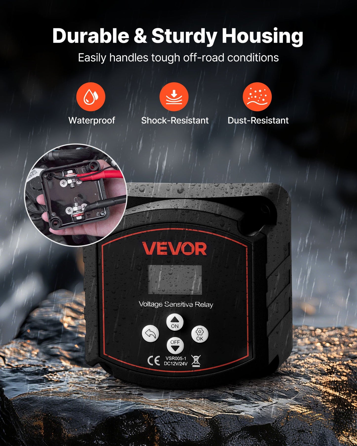 Dual Battery Isolator Kit, 12V 300 Amp, Manual and Automatic VSR Voltage Sensitive Relay with Voltmeter, LCD Screen, Smart Battery Isolator, Compatible with Lead-Acid Batteries, for UTV, ATV