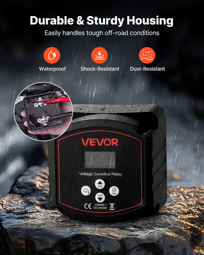 Dual Battery Isolator Kit, 12V 300 Amp, Manual and Automatic VSR Voltage Sensitive Relay with Voltmeter, LCD Screen, Smart Battery Isolator, Compatible with Lead-Acid Batteries, for UTV, ATV