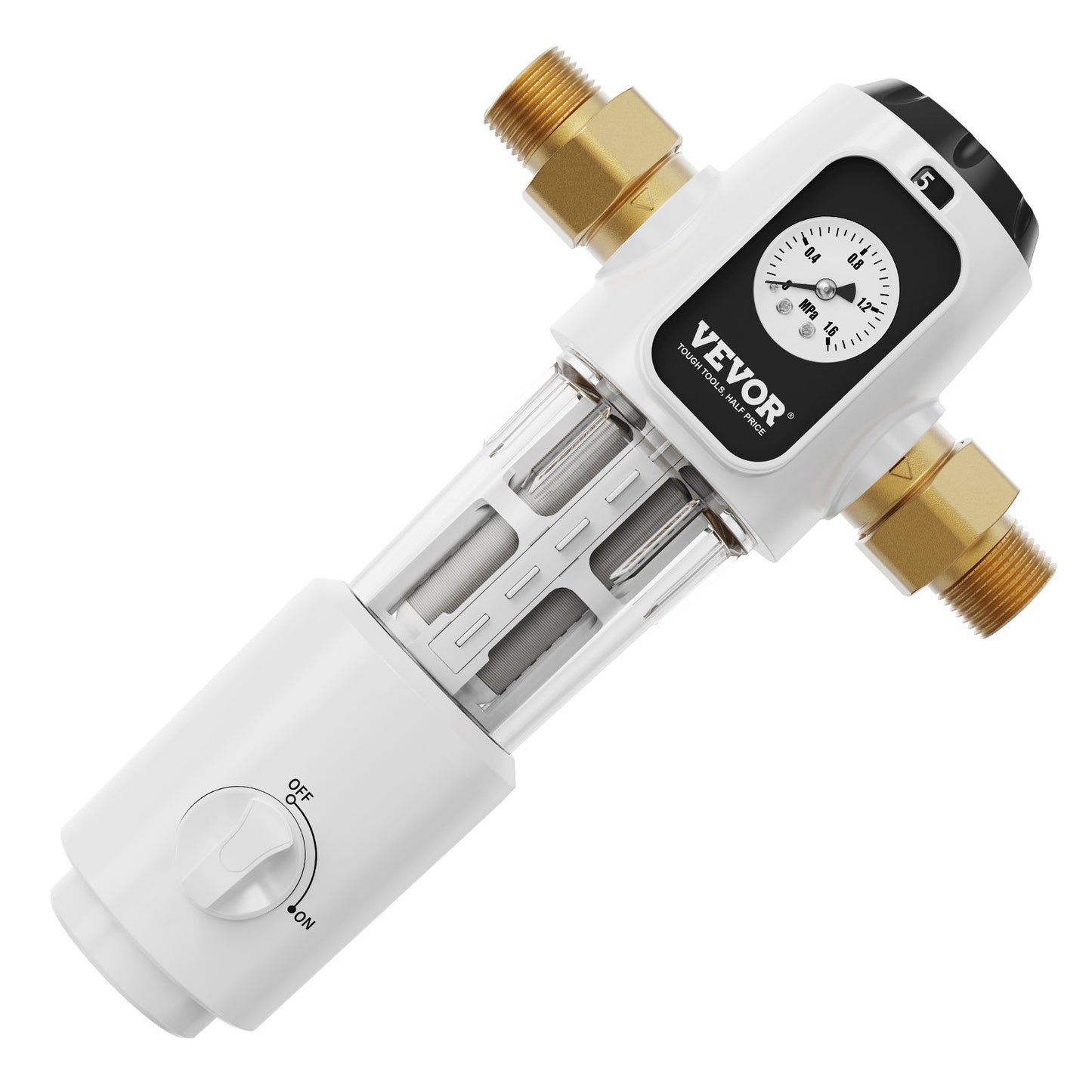 Spin Down-filter, 40 mikron helhussedimentfilter för brunnsvatten, 3/4" GM + 1" GM + 3/4" GF, 4 T/H hög flödeshastighet, för vattenfiltreringssystem i hela huset, brunnsvattensedimentfilter