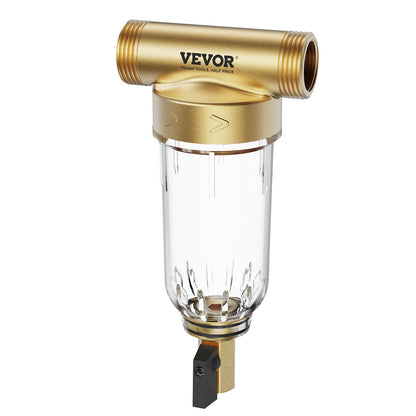 Spin Down-filter, 40 mikron helhussedimentfilter för brunnsvatten, 3/4" GF + 1" GM, 4 T/H hög flödeshastighet, för hela husets vattenfiltreringssystem, brunnsvattensedimentfilter