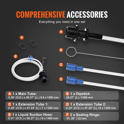 Vätskeutsug, 1,74 gallons (6,5 liter), pneumatisk/manuell oljeväxlare Vakuumvätskeutsug med oljesticka och sugslang, oljeutsugsbytespump för vakuumevakuering av fordonsvätskor
