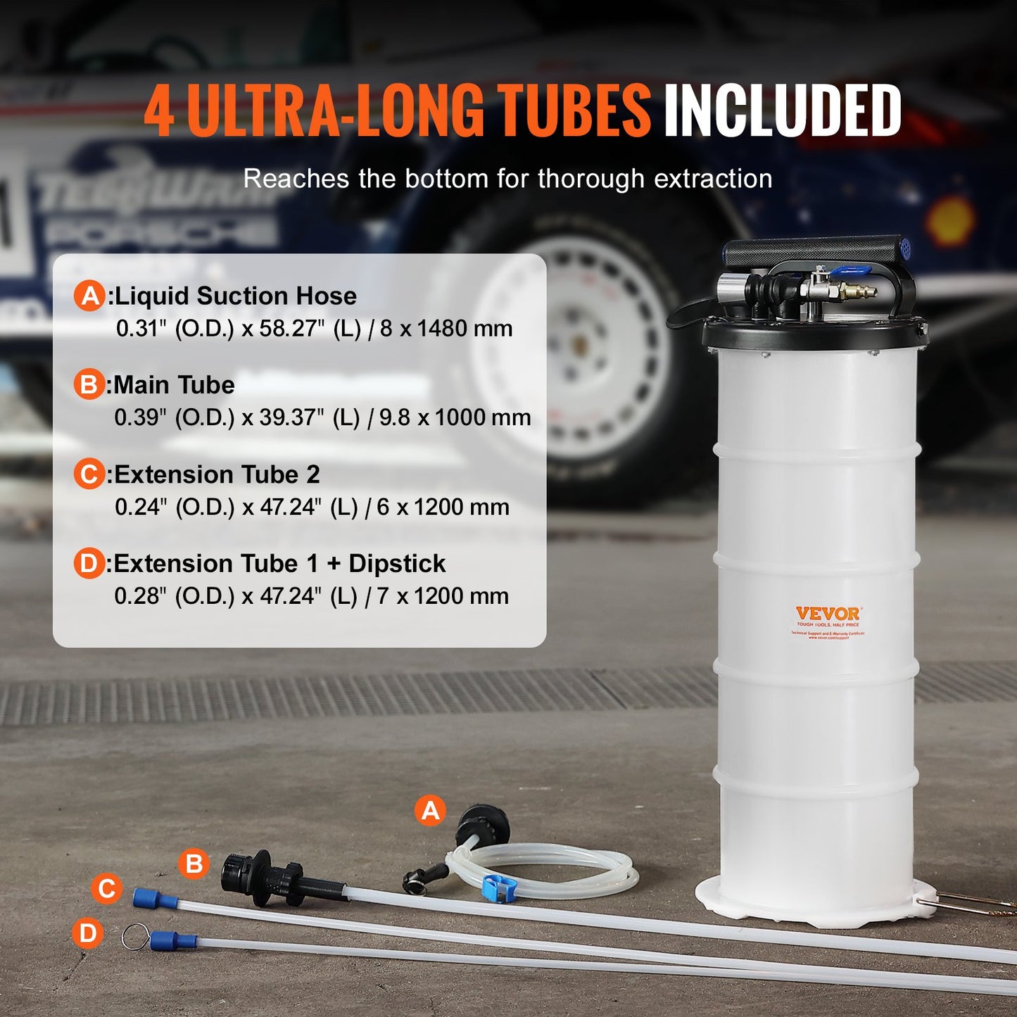 Vätskeutsug, 1,74 gallons (6,5 liter), pneumatisk/manuell oljeväxlare Vakuumvätskeutsug med oljesticka och sugslang, oljeutsugsbytespump för vakuumevakuering av fordonsvätskor