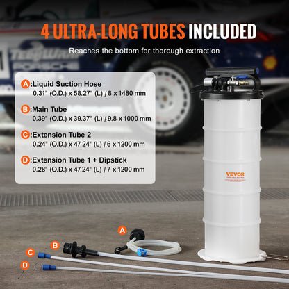 Vätskeutsug, 1,74 gallons (6,5 liter), pneumatisk/manuell oljeväxlare Vakuumvätskeutsug med oljesticka och sugslang, oljeutsugsbytespump för vakuumevakuering av fordonsvätskor