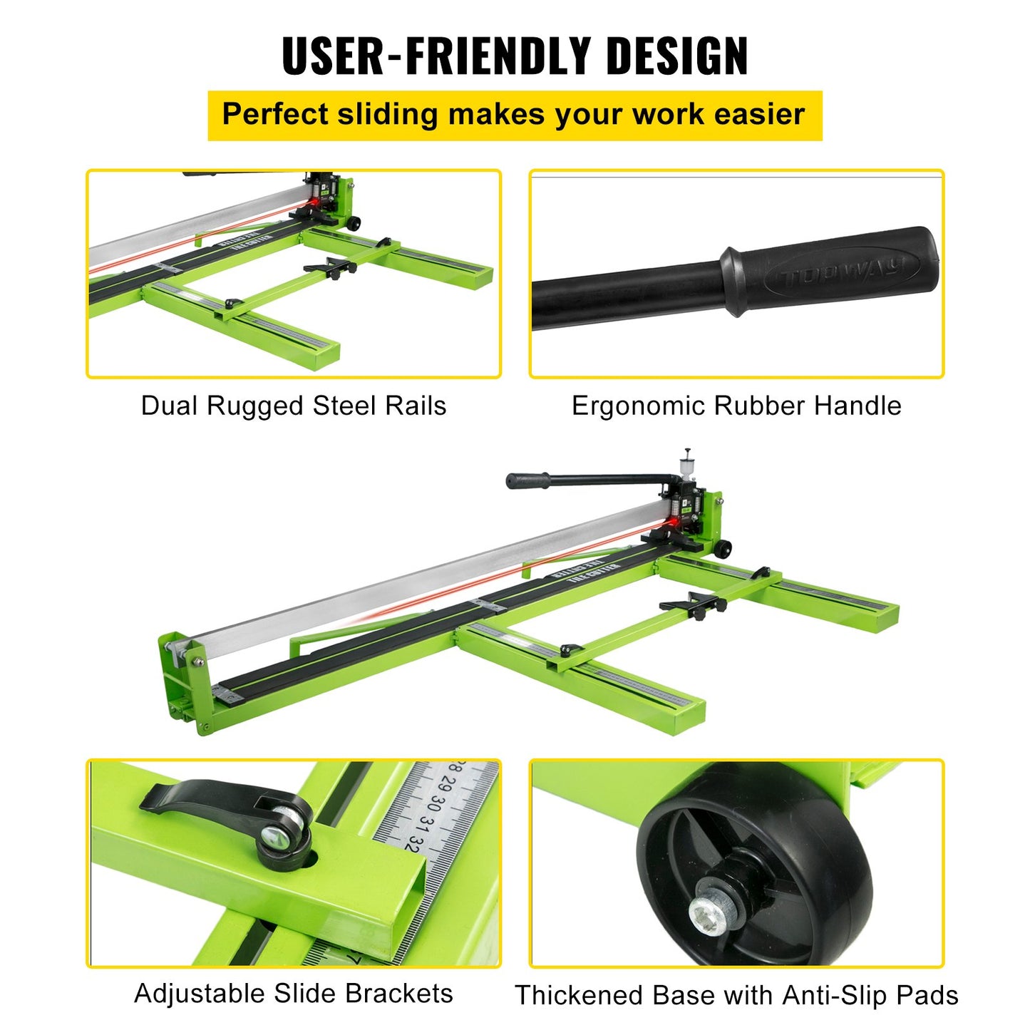 Tile Cutter 47 Inch Manual Tile Cutter 1.4 Inch Tile Cutting Machine Ceramic Porcelain Cutter with Laser Guide Full Steel Frame and Bonus Spare Cutting Wheel Tile Cutter Hand Tools