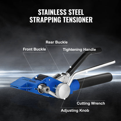Banding Strapping Kit with Strapping Tensioner Tool, 100 ft Length 304 Stainless Steel Banding, 100 Metal Seals, Pallet Packaging Strapping Banding Kit, Banding Packaging Strapping for Packing