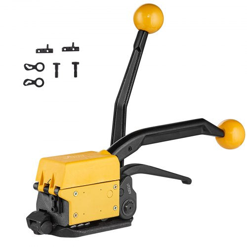 Steel Strapping Tool for 1/2"-3/4" Width, 3-in-1 (Tensioner, Crimper, Cutter) Manual Belt Packaging Banding Machine Packaging Metal Steel Strapping Banding Tool Machine for Stainless Steel Strap