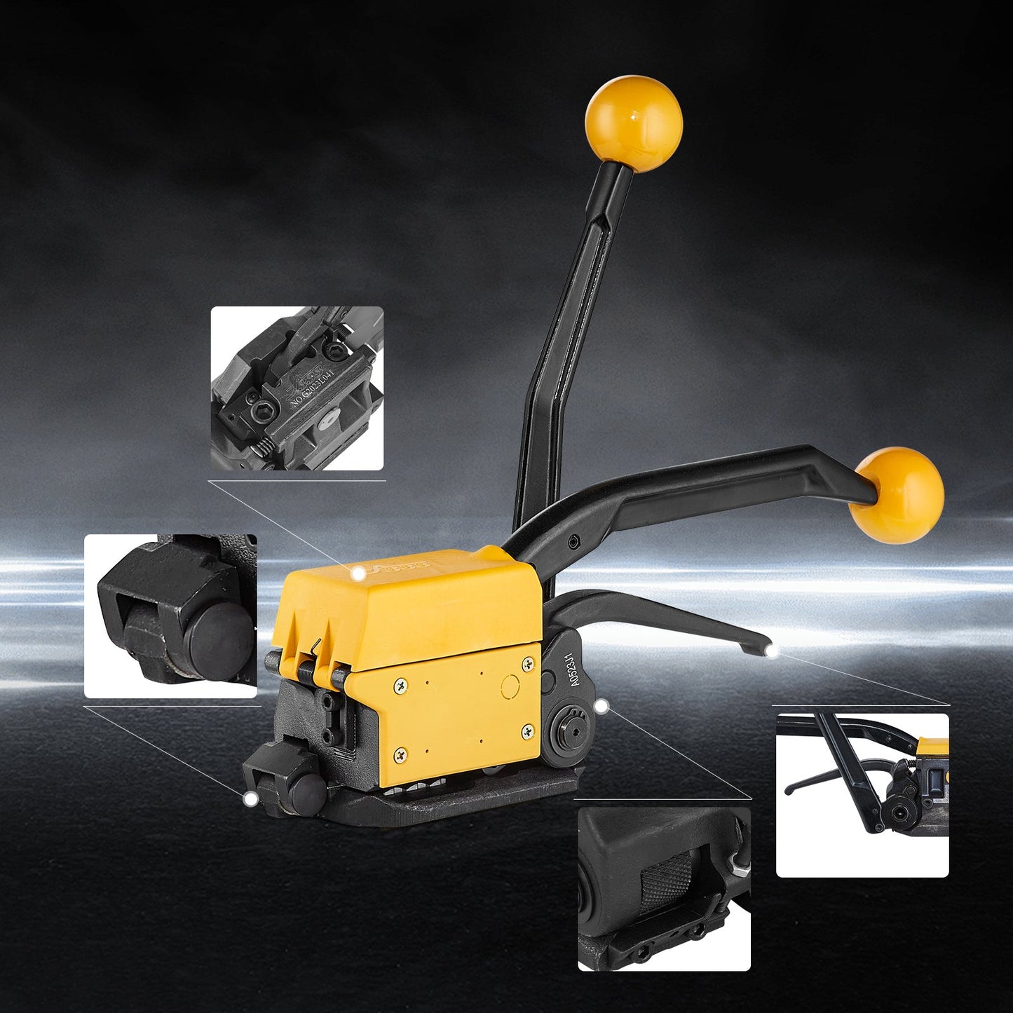 Stahl-Umreifungsgerät für 1/2"-3/4" Breite, 3-in-1 (Stretcher, Presser, Cutter) Manuelle Bandverpackungs-Umreifungsmaschine, Verpackung, Metall-Stahl-Umreifungsgerät, Umreifungsgerät, Maschine für Edelstahlbänder