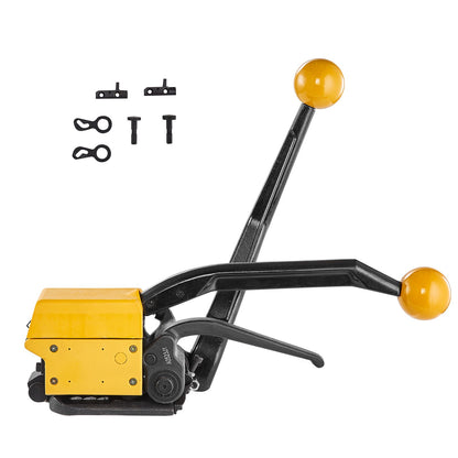Steel Strapping Tool for 1/2"-3/4" Width, 3-in-1 (Tensioner, Crimper, Cutter) Manual Belt Packaging Banding Machine Packaging Metal Steel Strapping Banding Tool Machine for Stainless Steel Strap