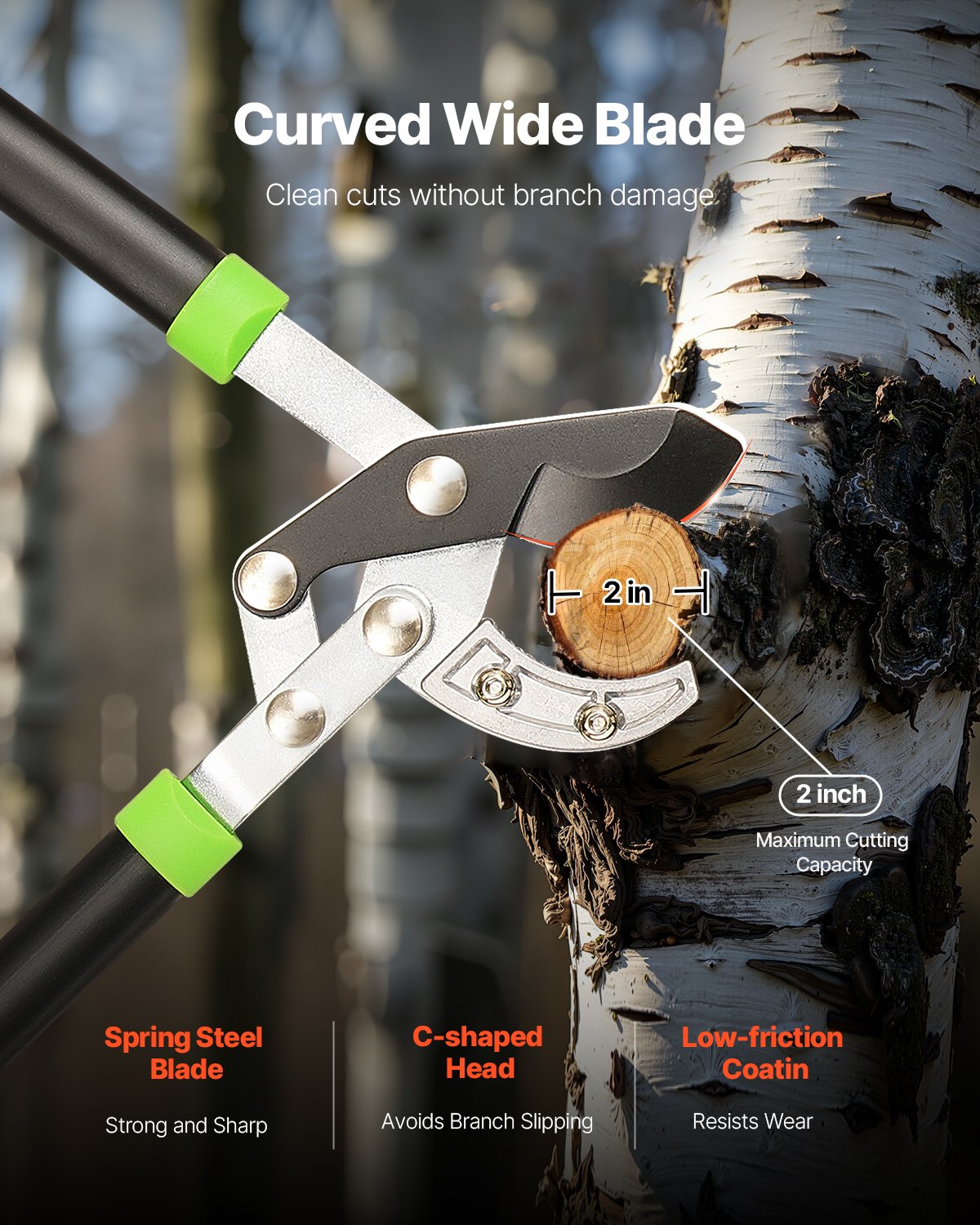 Loppers for Tree Trimming, 32 inch Garden Anvil Trimmer with Compound Action, Sharp Steel Blade, Heavy Duty Tree Branch Cutter Up to 2 inch Dia Cut Capacity, Ergonomically Designed Handles