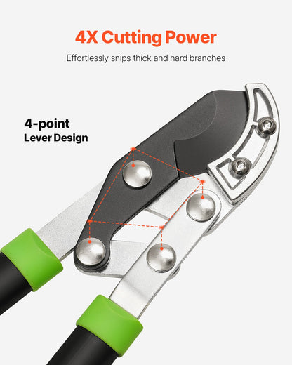 Loppers for Tree Trimming, 32 inch Garden Anvil Trimmer with Compound Action, Sharp Steel Blade, Heavy Duty Tree Branch Cutter Up to 2 inch Dia Cut Capacity, Ergonomically Designed Handles