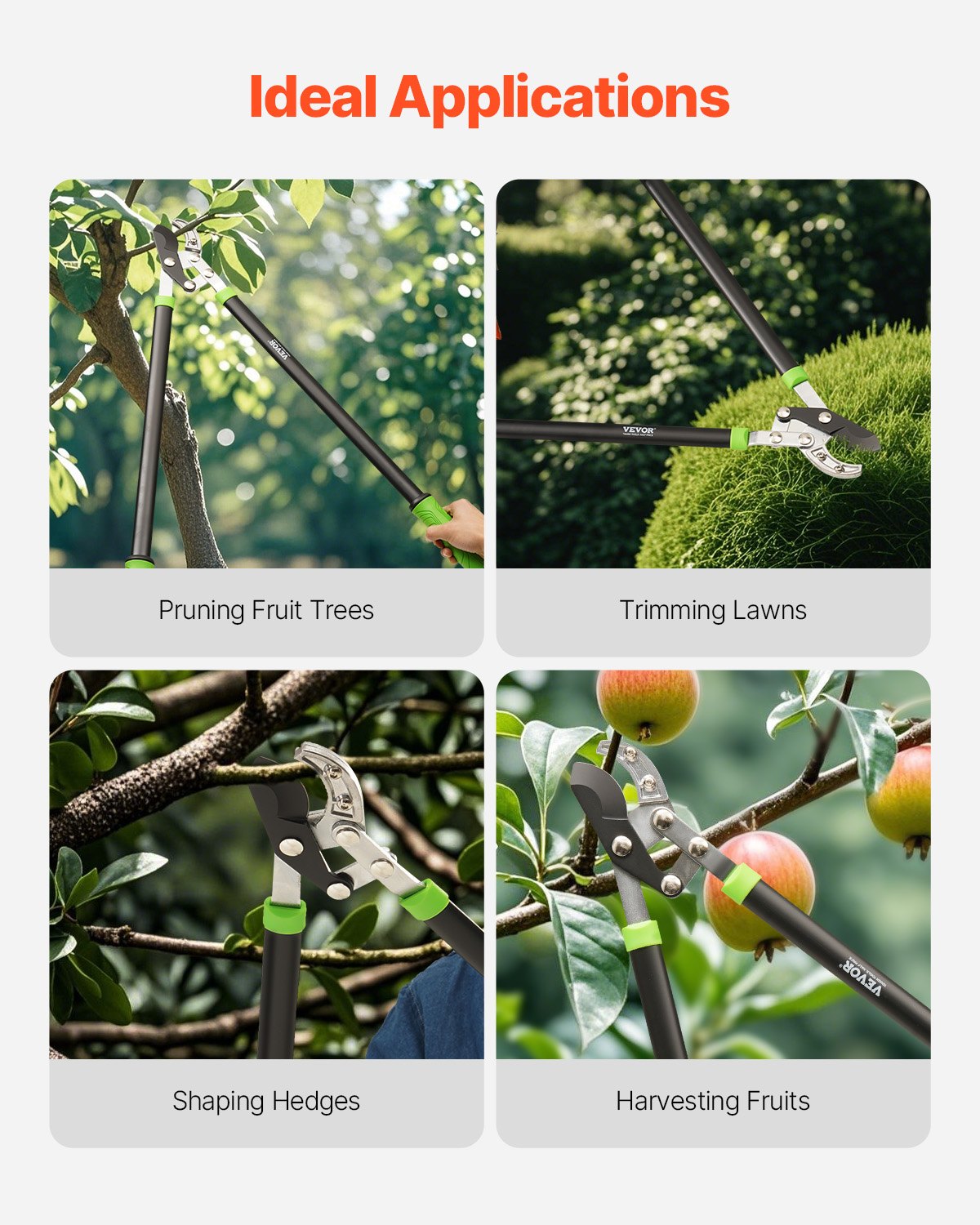 Loppers for Tree Trimming, 32 inch Garden Anvil Trimmer with Compound Action, Sharp Steel Blade, Heavy Duty Tree Branch Cutter Up to 2 inch Dia Cut Capacity, Ergonomically Designed Handles