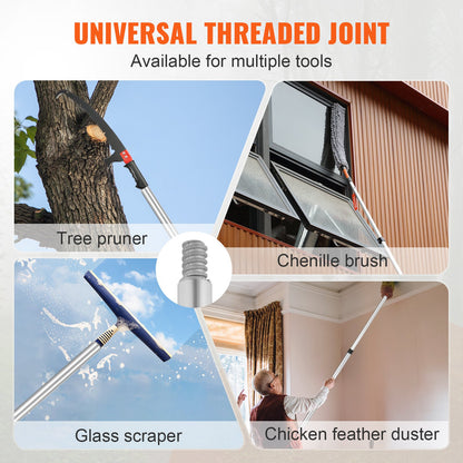 Manual Pole Saw, 4.9-20 ft Extendable Tree Pruner, Sharp Steel Blade for High Branches Trimming, with Lightweight Aluminum Alloy Handle and a Chenille Brush, for Pruning Palms and Shrubs