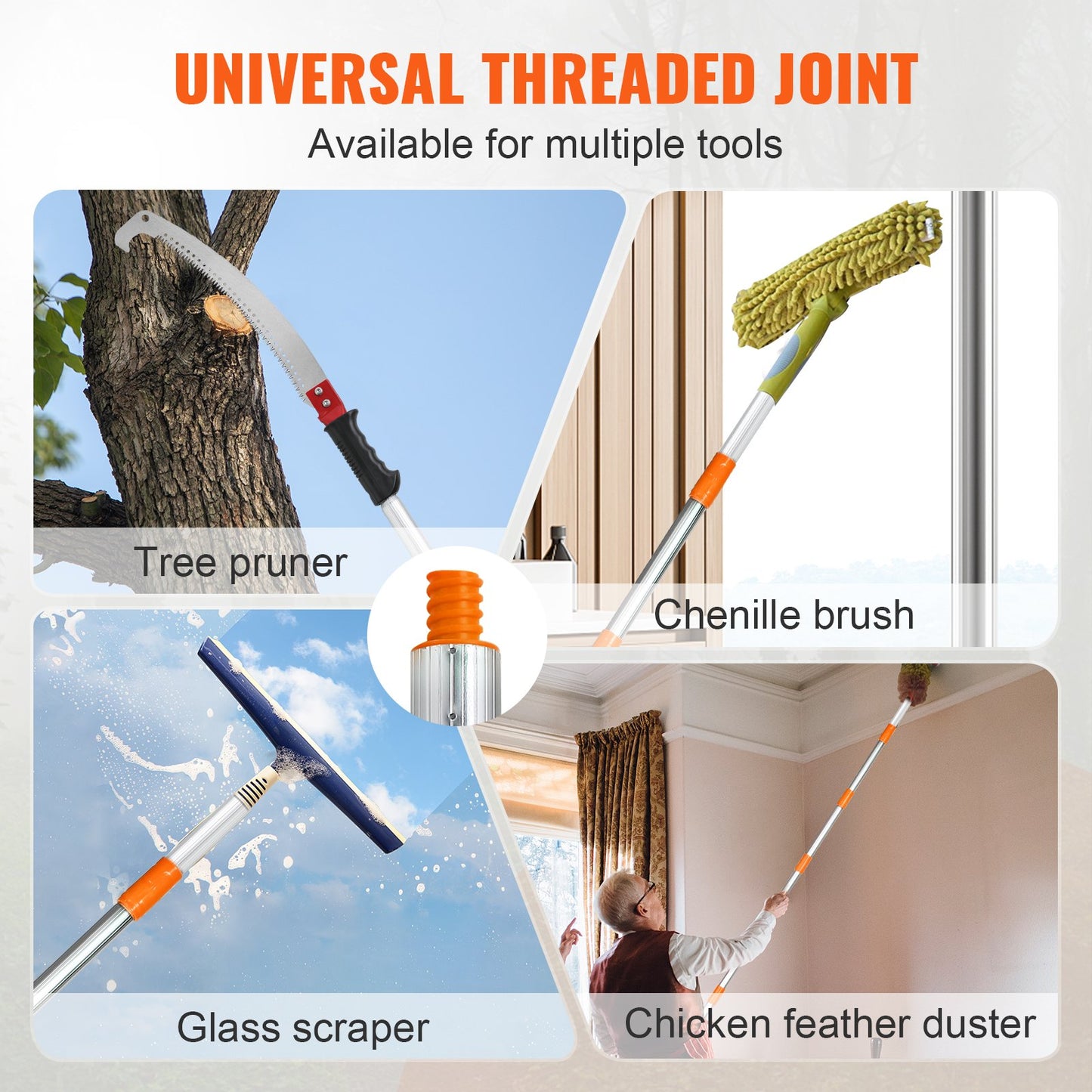 Manuell stavsåg, 4,6-9,8 fot utdragbar trädbeskärare, skarpt stålblad för trimning med höga grenar, manuell grentrimmer med lätt aluminiumlegeringshandtag, för beskärning av palmer och buskar