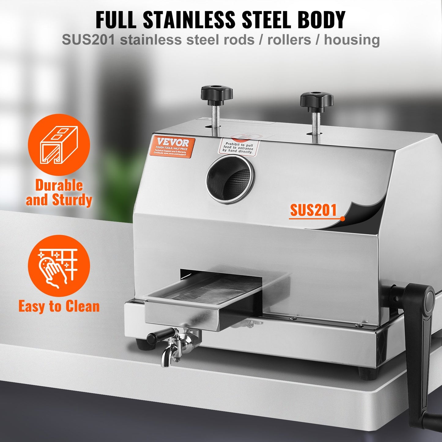 Kommersiell sockerrörsjuicermaskin 110LBS/H Utgång 3 rullar 2,4" inlopp