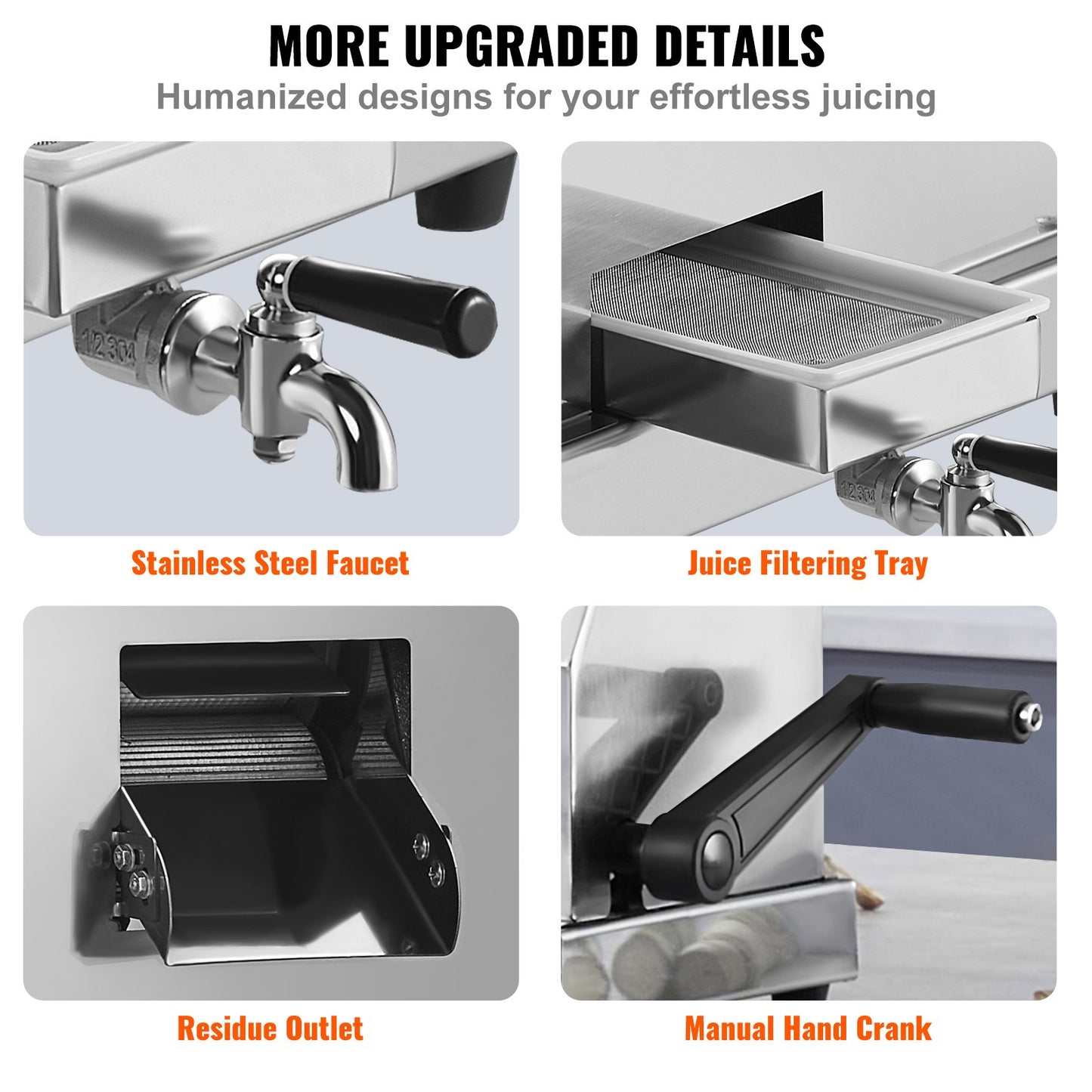 Kommersiell sockerrörsjuicermaskin 110LBS/H Utgång 3 rullar 2,4" inlopp