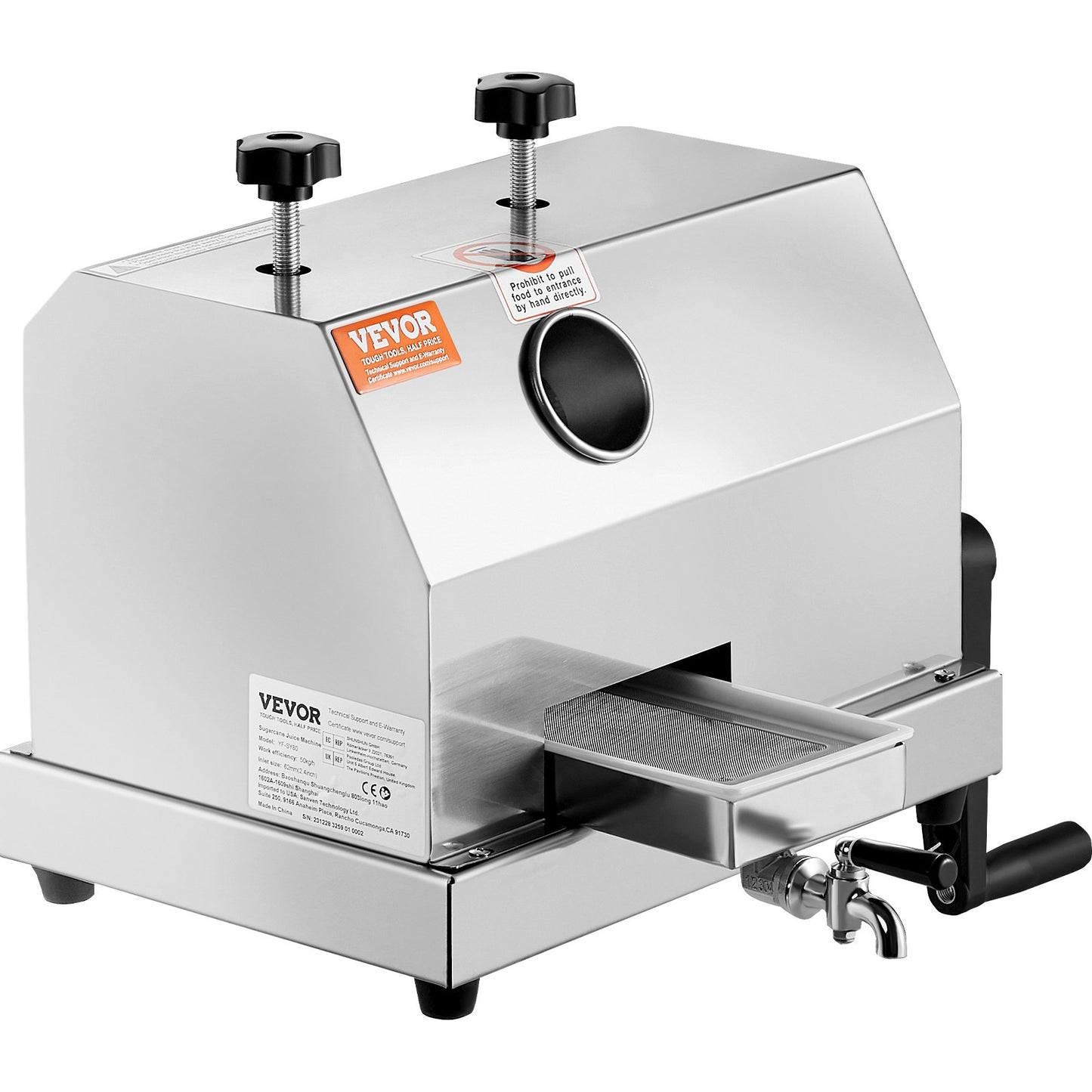 Kommersiell sockerrörsjuicermaskin 110LBS/H Utgång 3 rullar 2,4" inlopp