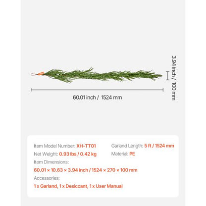 Künstliche Norfolk-Weihnachtsgirlande, 1,5 m, Kaminsims-Weihnachtsdekoration | EU