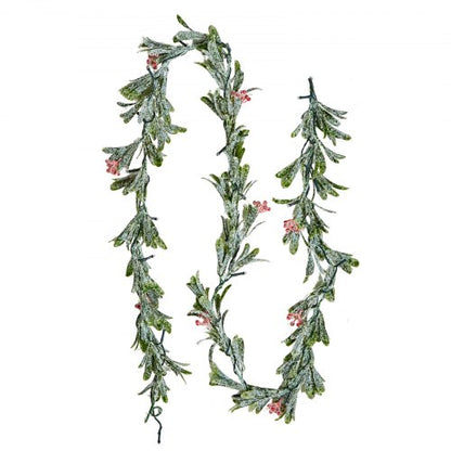 6.6 ft Christmas garland with vines, berries, olive leaves and string lights | EU