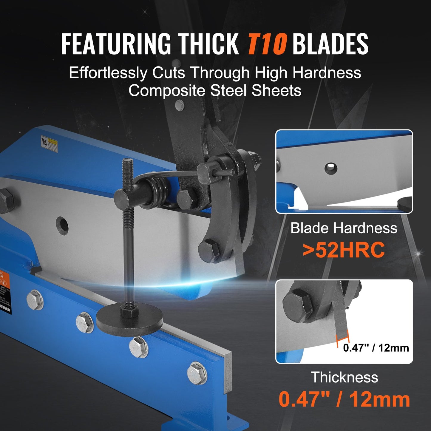 12" Manual Hand Plate Shear for Metal Sheet Processing, HS-12 Benchtop Cutter with Q235 Material, for Crafts Thick Steel Crafting, Heavy Duty Roll Press Machine for Builders, DIY Enthusiasts